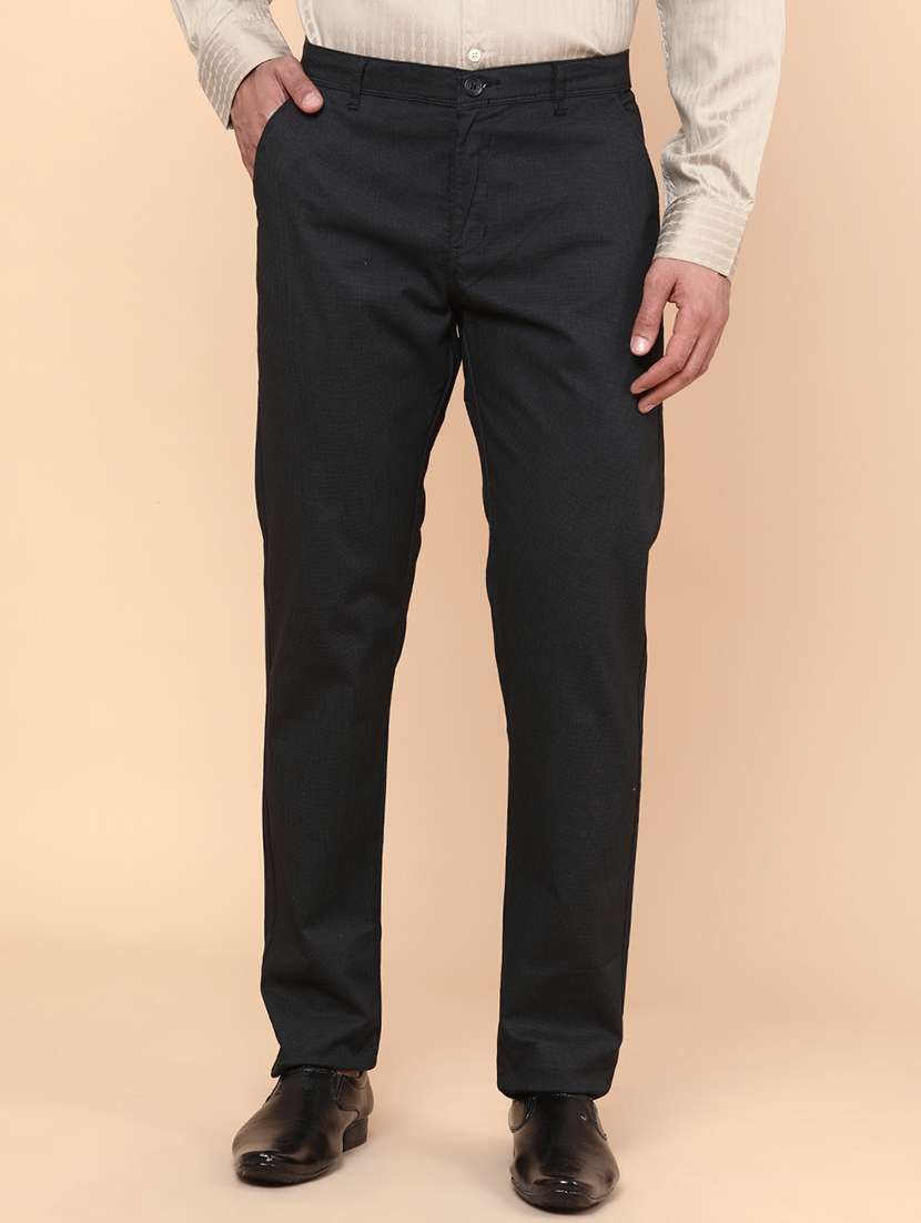 men solid mid rise flat front formal trouser