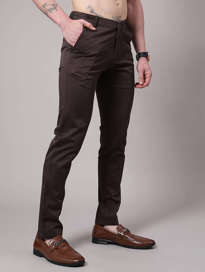 brown cotton chinos casual trousers