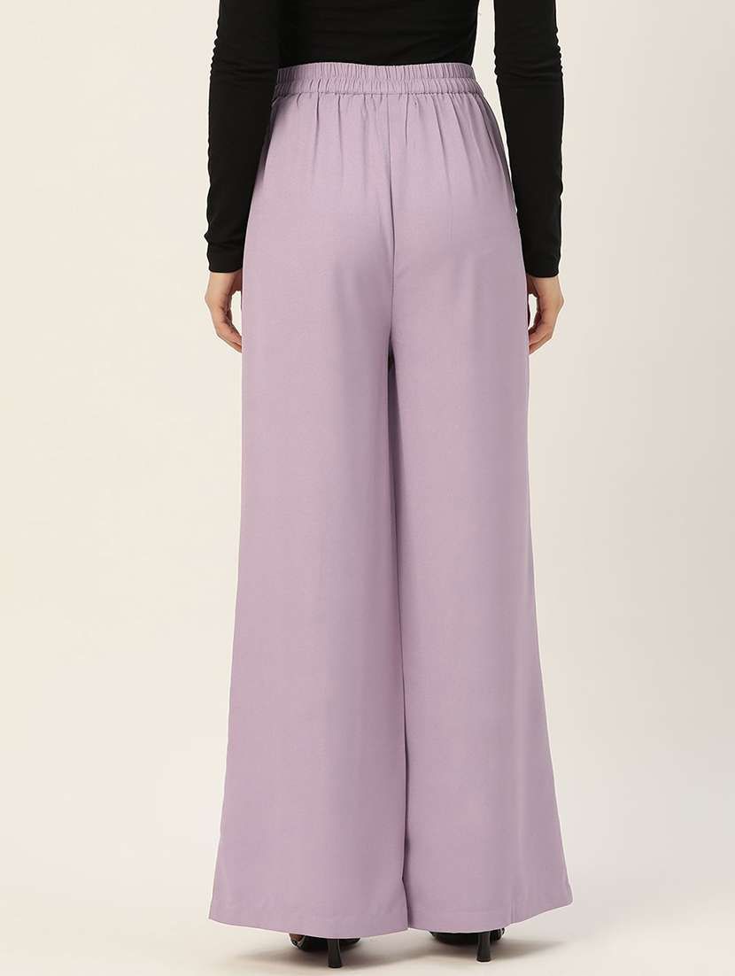 Women Solid High Rise Wide Leg Trouser - 22331386 -  Standard Image - 2