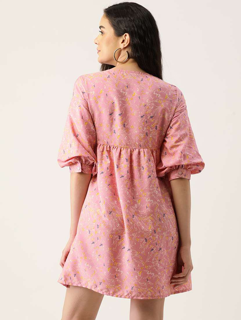 women printed three quarter sleeve a-line dress - 22331403 -  Standard Image - 2