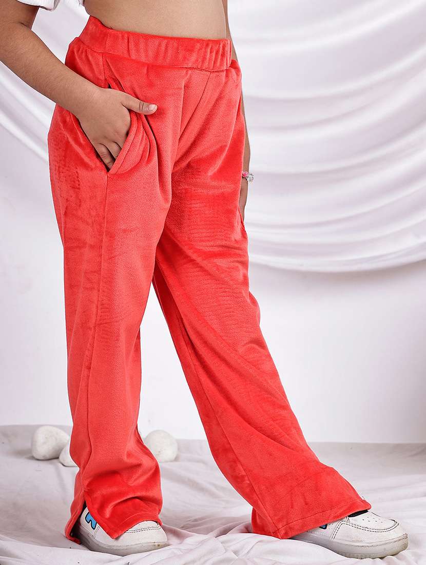 girls solid mid rise straight trouser - 22331436 -  Standard Image - 2