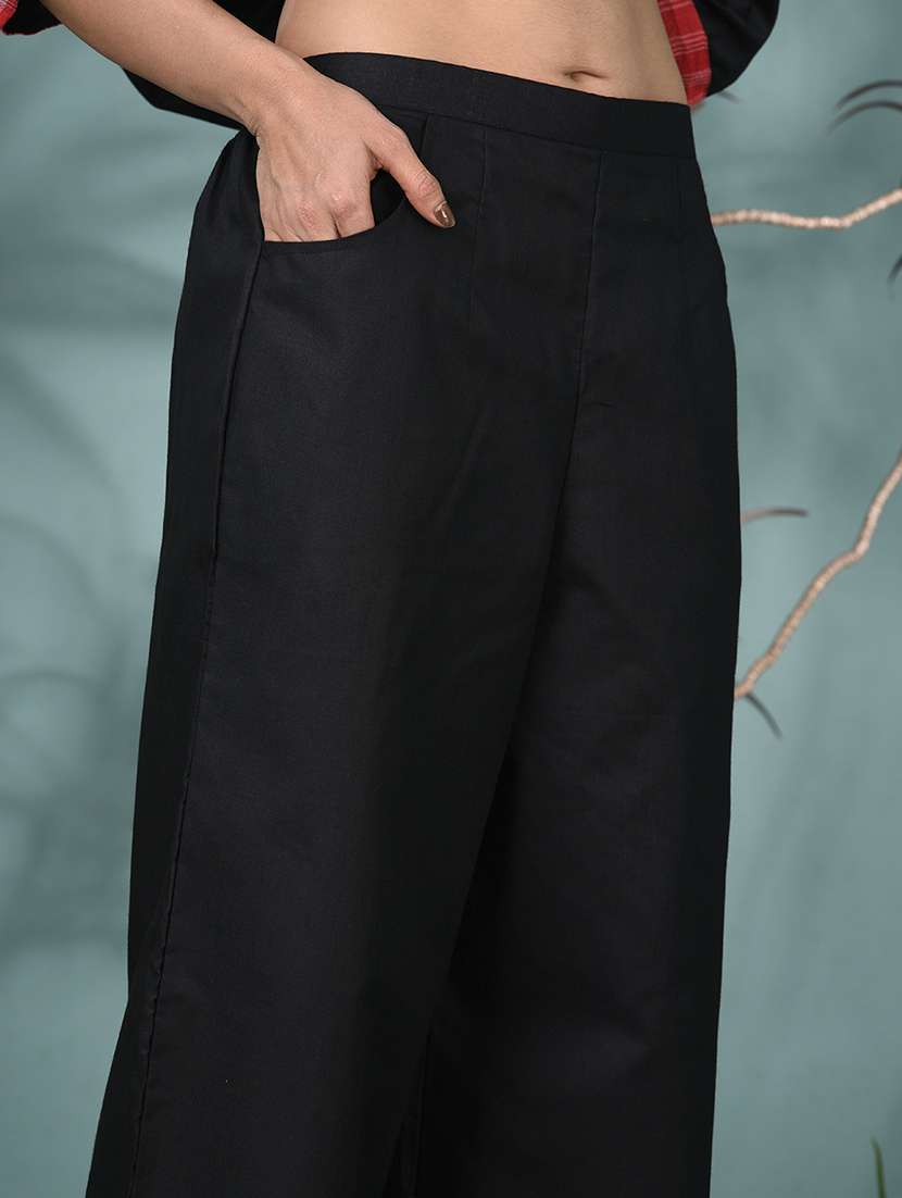 women solid three quarter sleeve kurta palazzo set - 22331450 -  Standard Image - 7