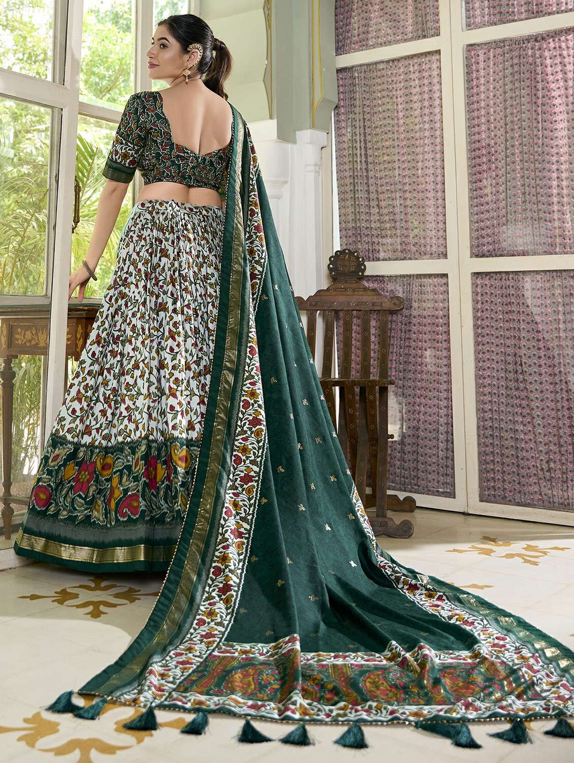 women printed semi-stitched flared lehenga - 22331471 -  Standard Image - 2