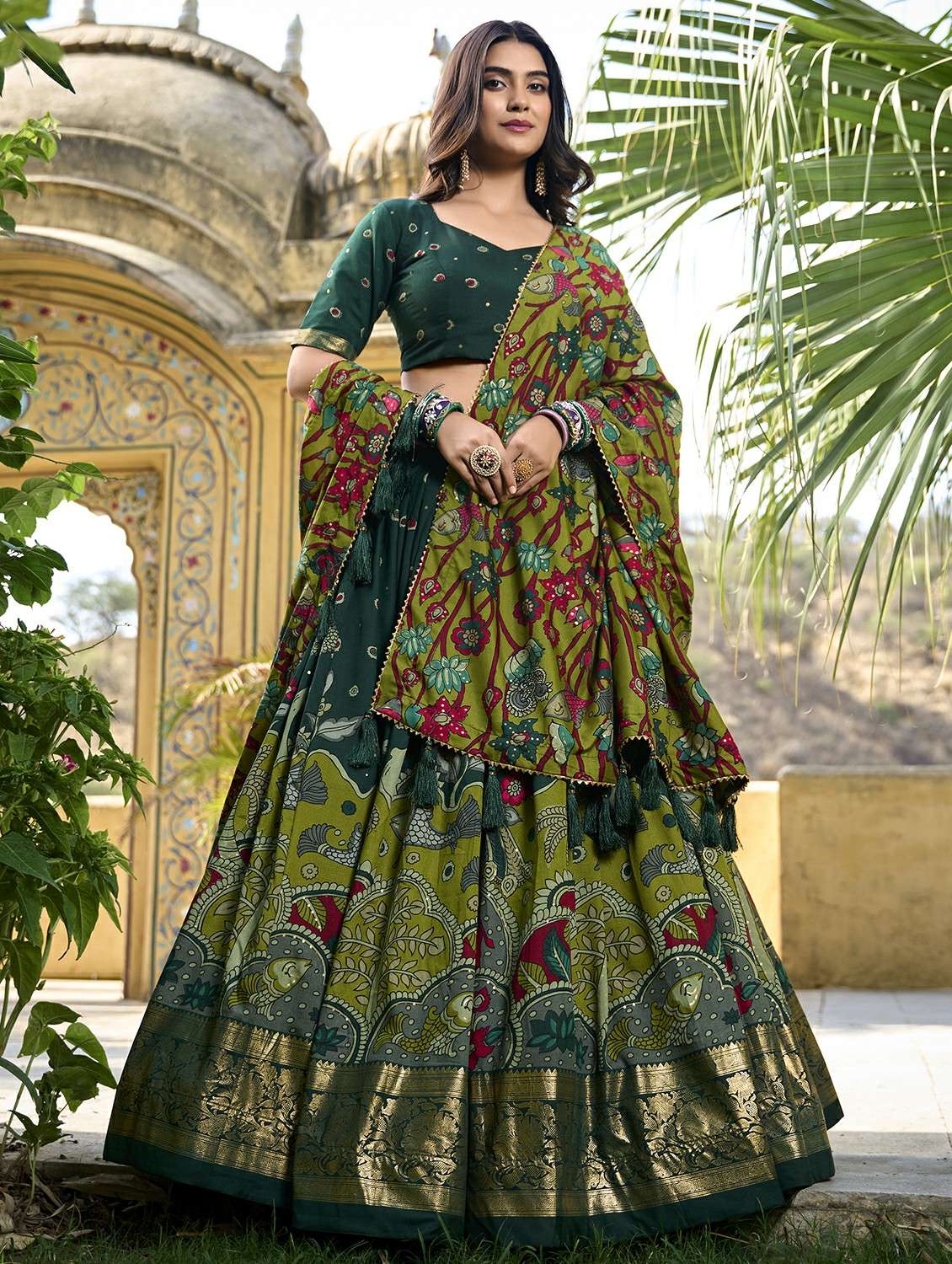 women printed semi-stitched flared lehenga - 22331478 -  Standard Image - 2