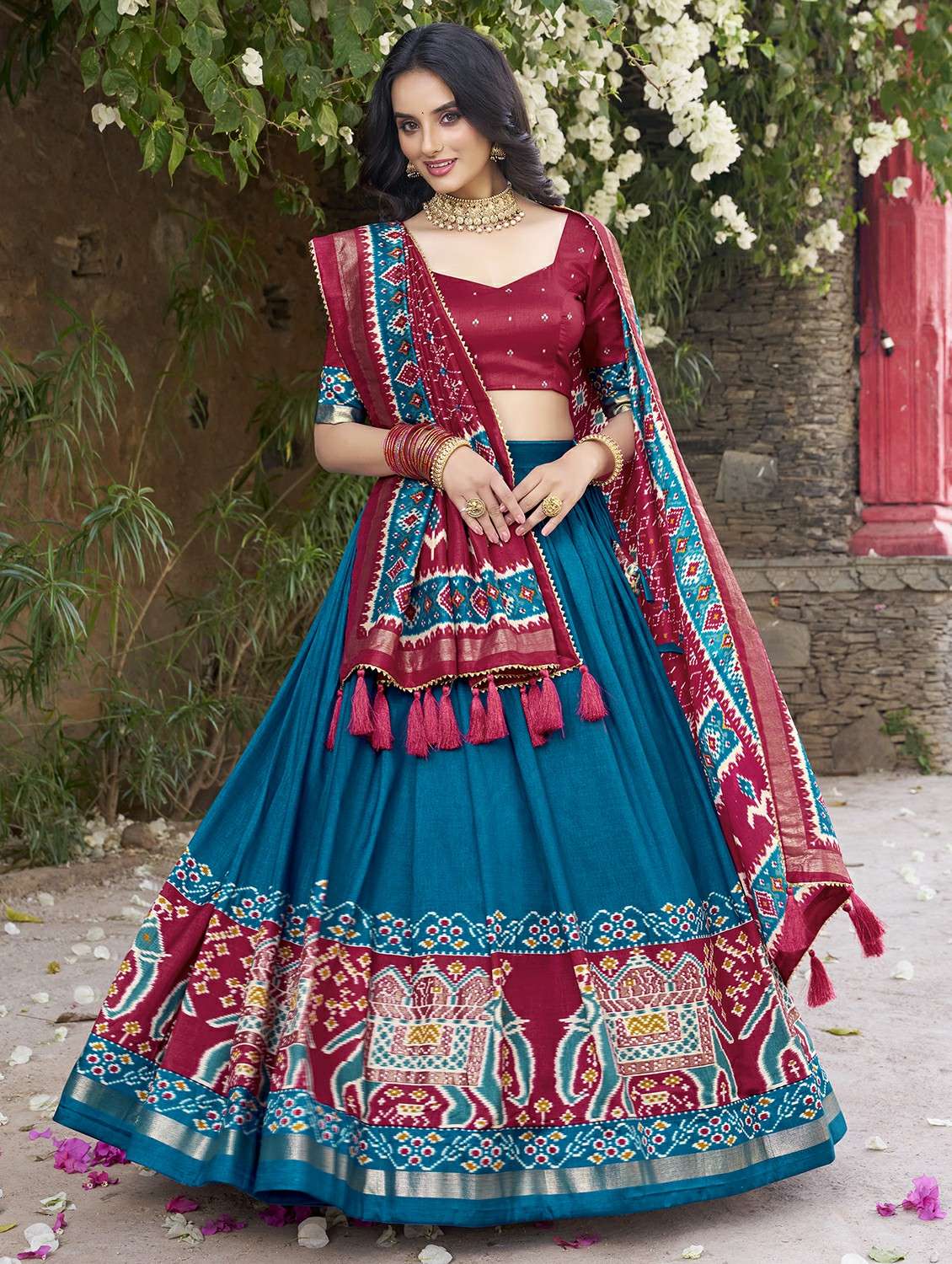 women printed semi-stitched flared lehenga - 22331487 -  Standard Image - 2