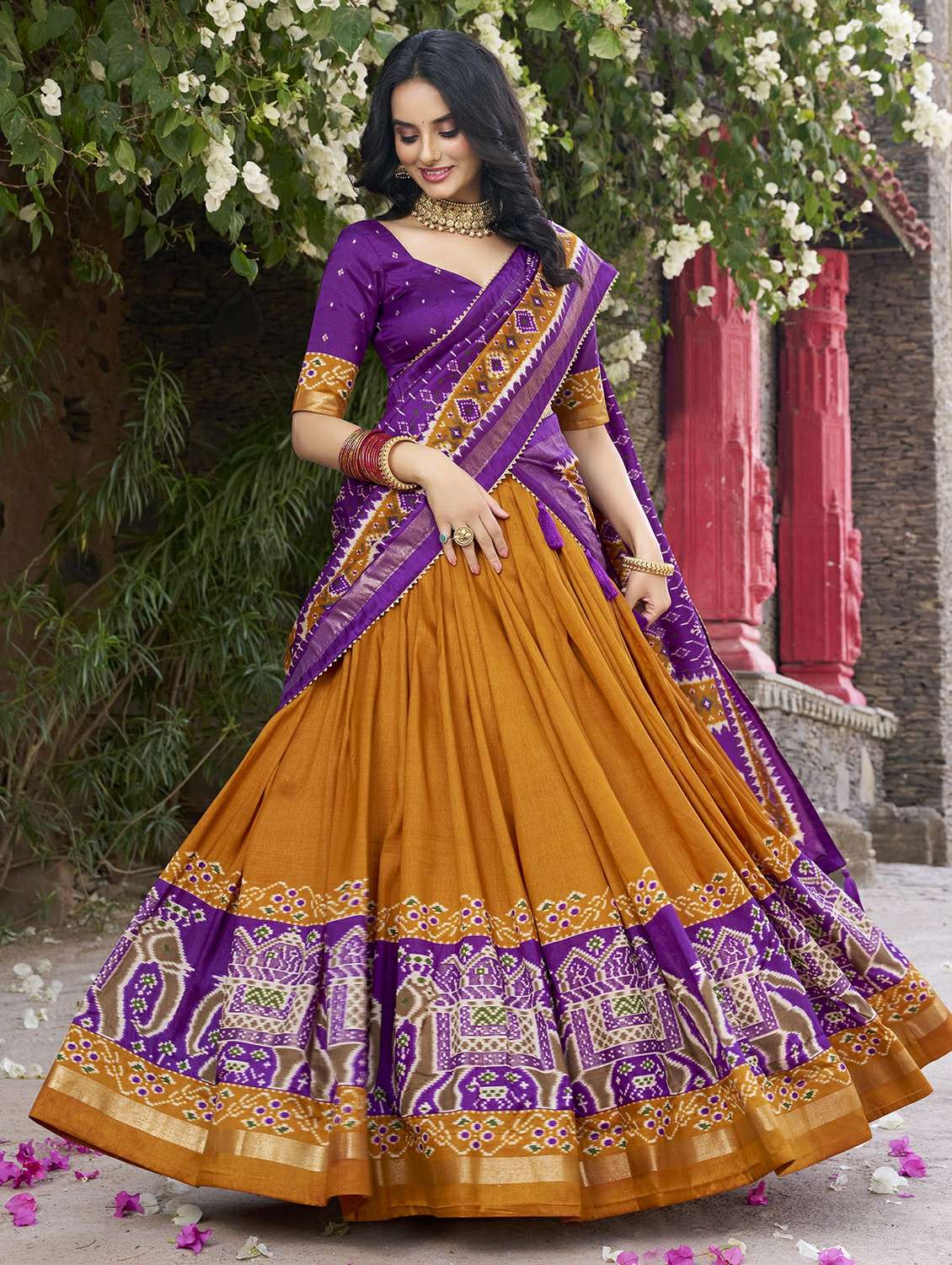 women printed semi-stitched flared lehenga - 22331489 -  Standard Image - 2