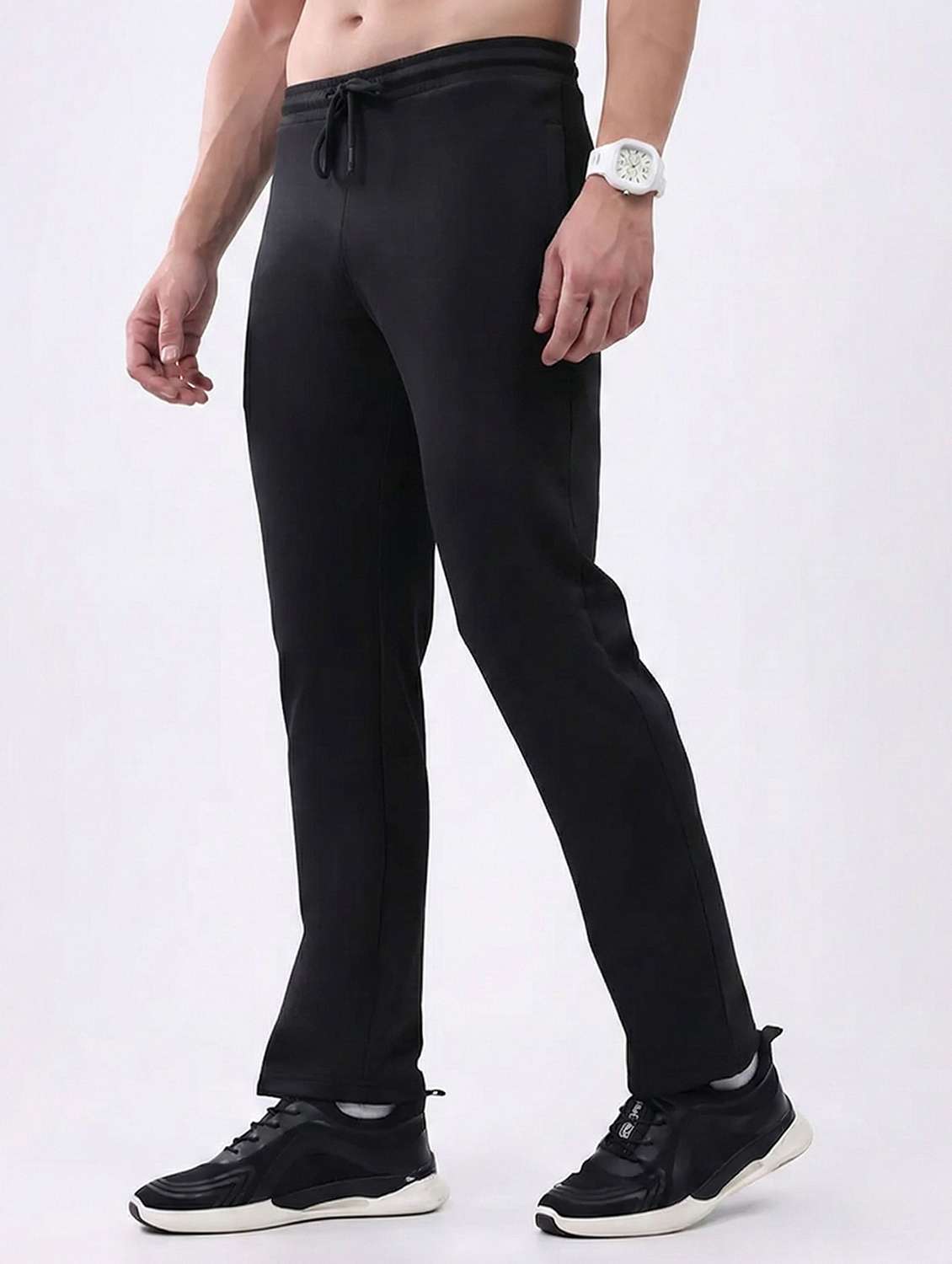 men solid miid rise full length track pant - 22331530 -  Standard Image - 2