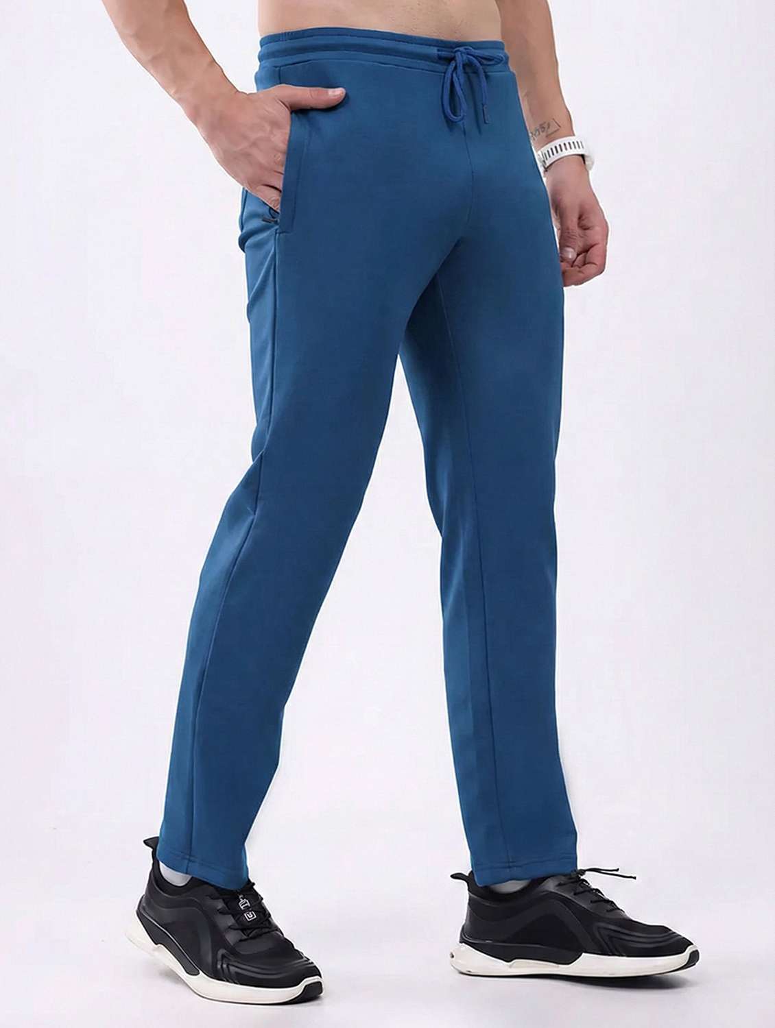 men solid miid rise full length track pant - 22331533 -  Standard Image - 2