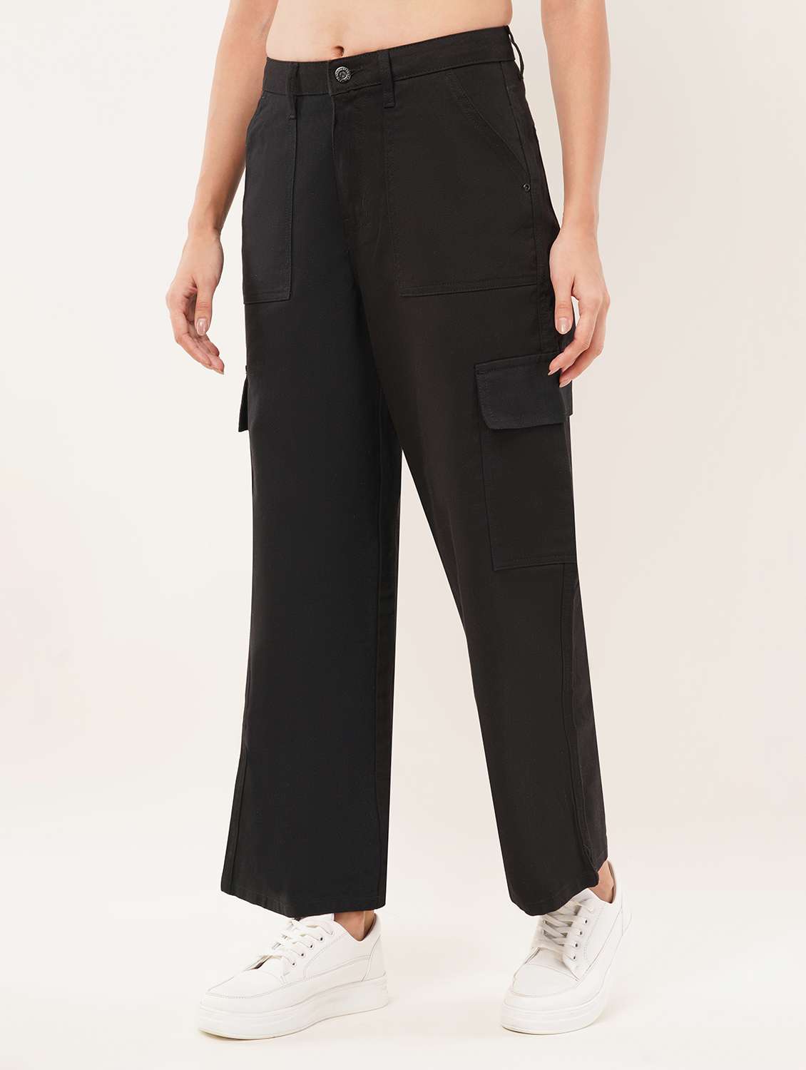 women solid mid rise cargo - 22331542 -  Standard Image - 2