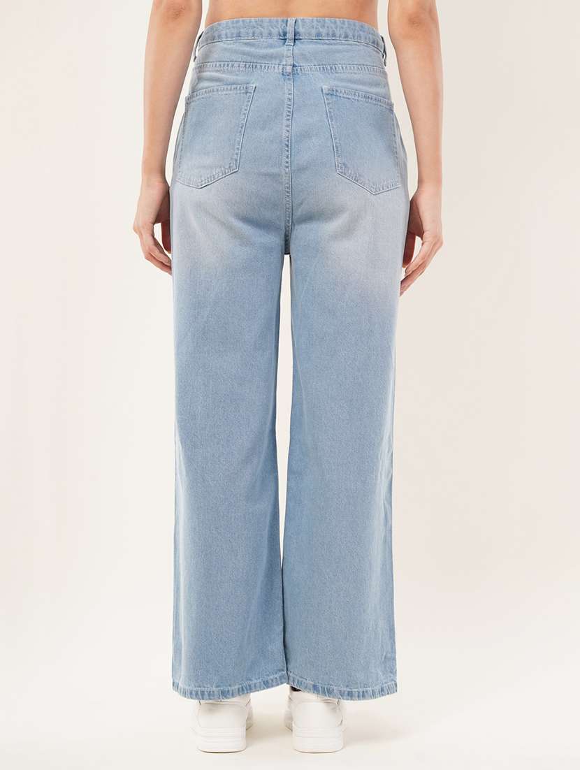 women solid mid rise wide leg jeans - 22331544 -  Standard Image - 2