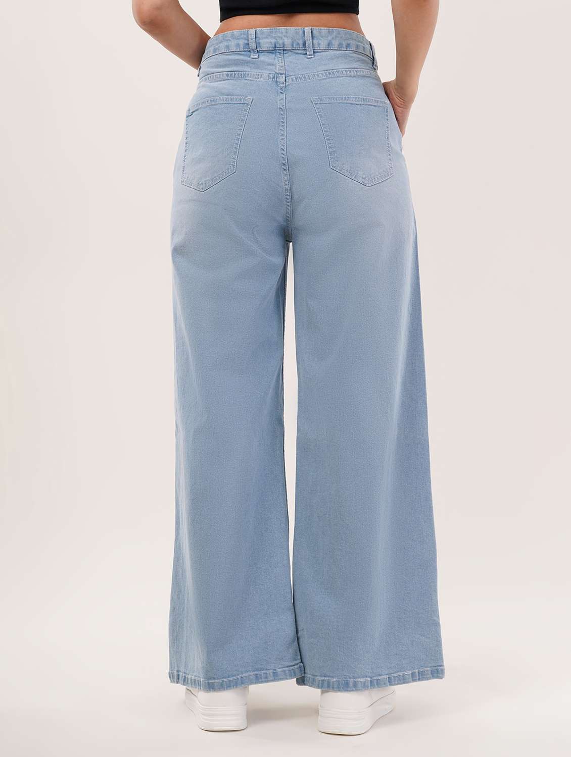 women solid high rise wide leg jean - 22331547 -  Standard Image - 2
