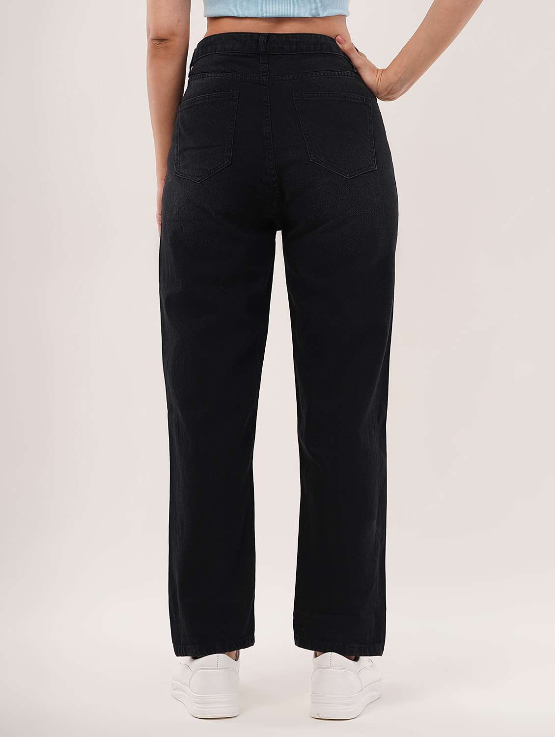 women solid high rise straight jean - 22331548 -  Standard Image - 2