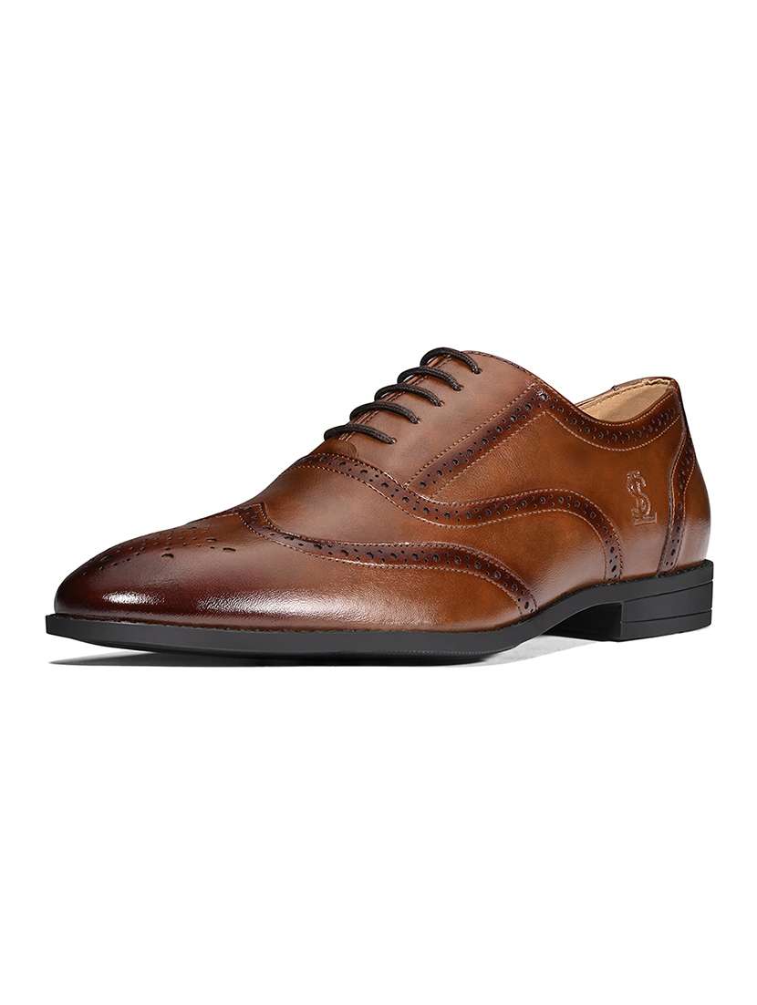 Men Tan Lace-up Brouge - 22331691 -  Standard Image - 2