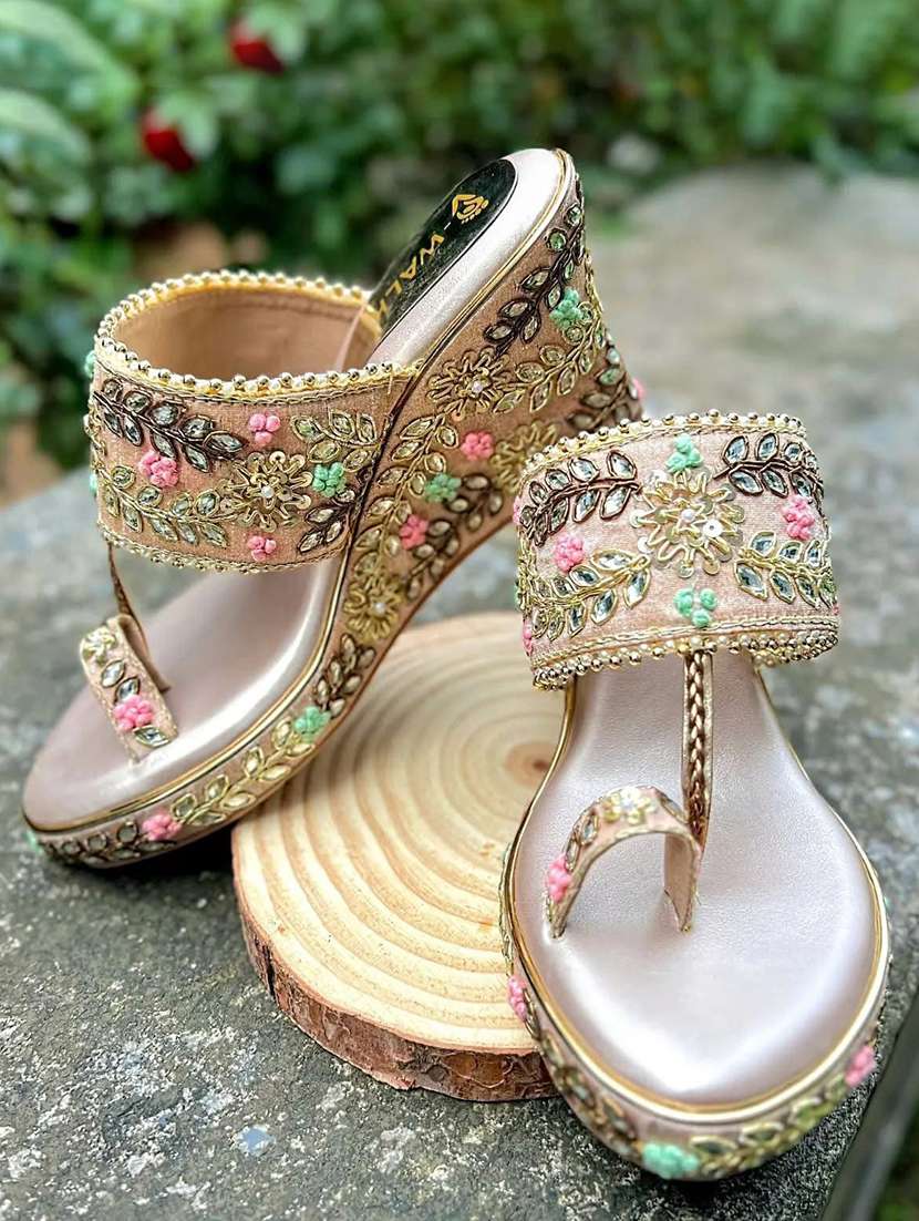 women embellished one toe wedges