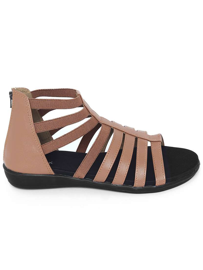 women solid zip clouser flat gladiator - 22331754 -  Standard Image - 2