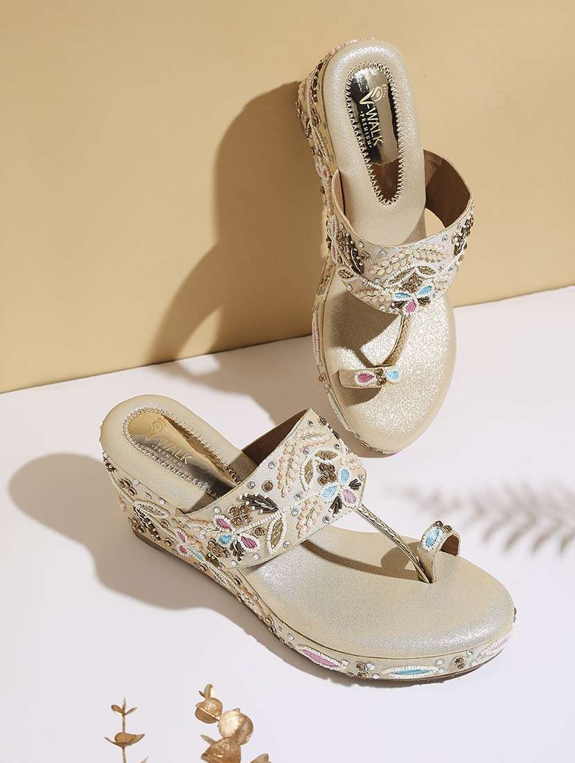 women embellished one toe wedges