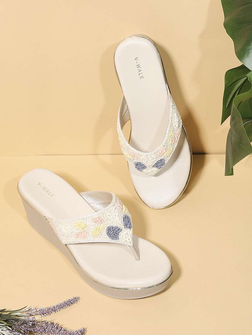 women embellished slip on wedges