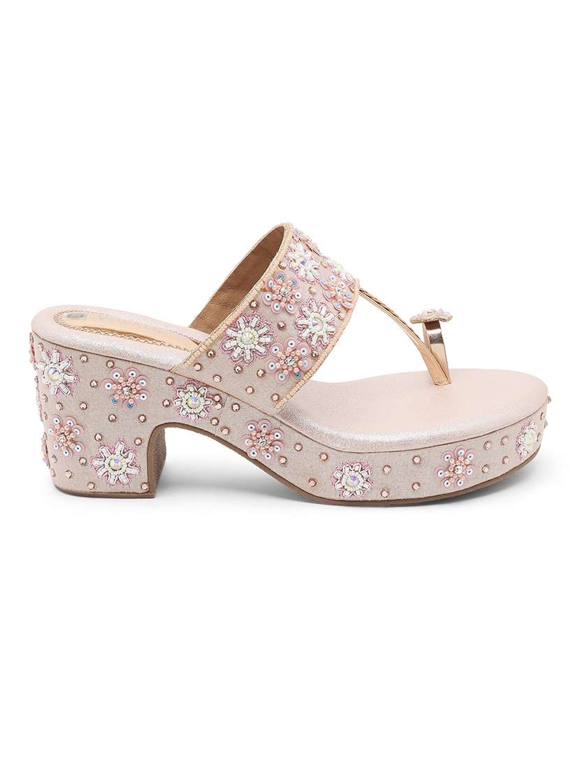 women embroidered one toe block heel  - 22331785 -  Standard Image - 2