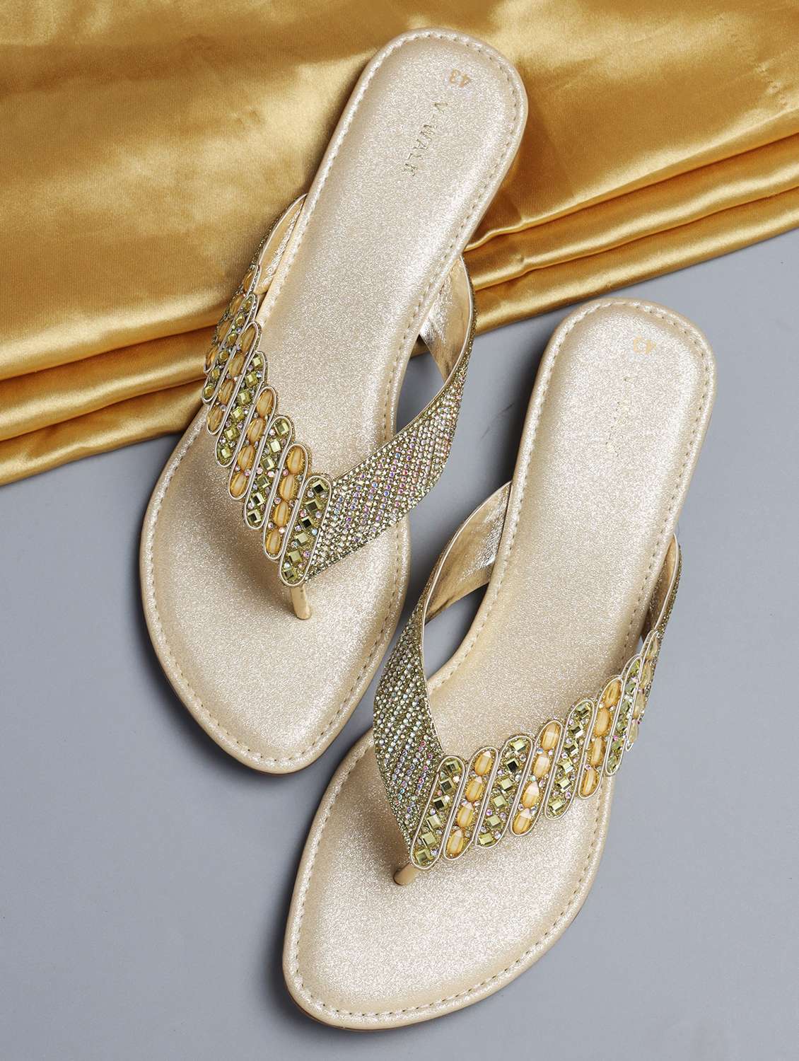 women embellished slip on sandal