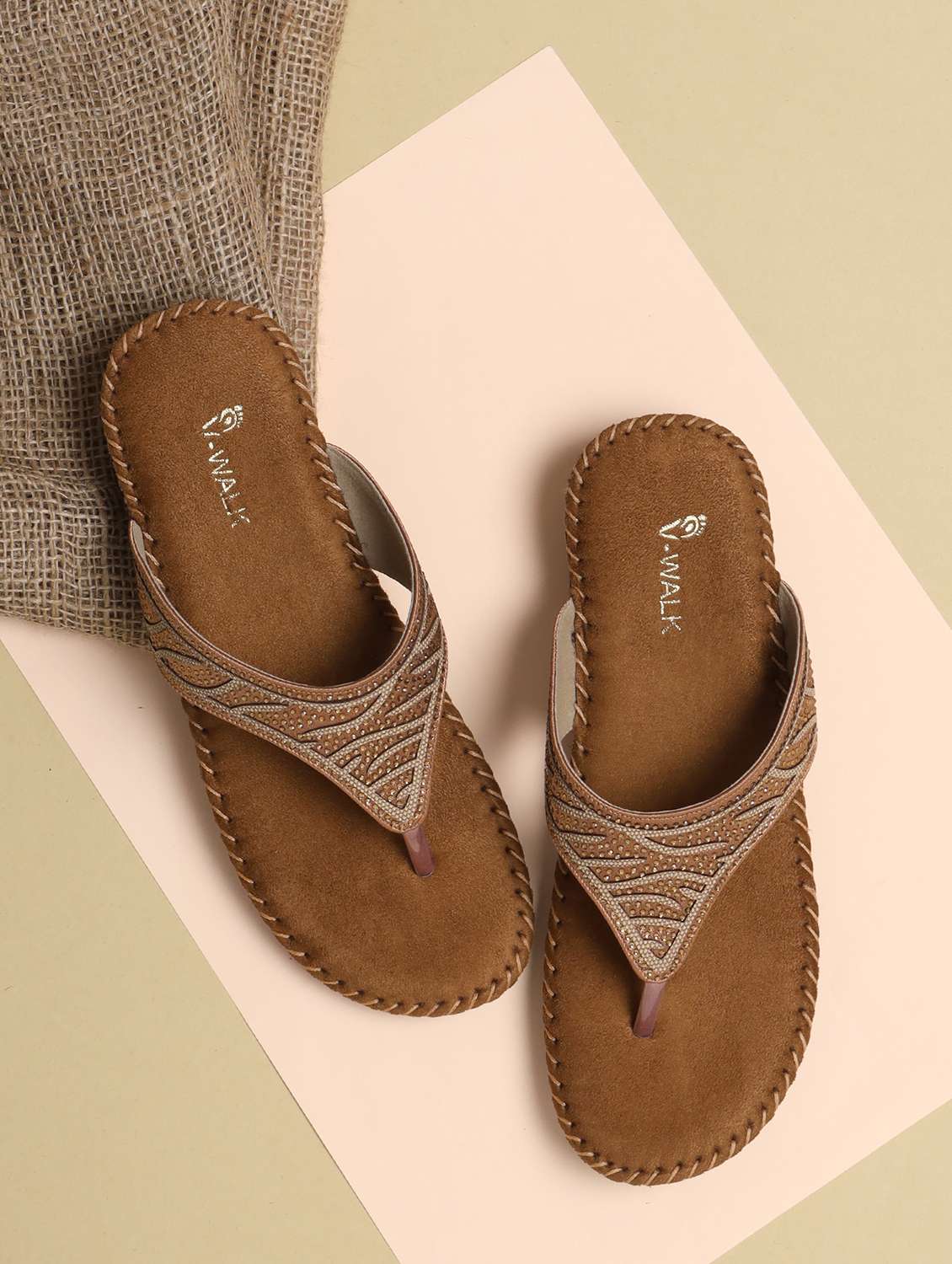 women embellished slip on flat sandal