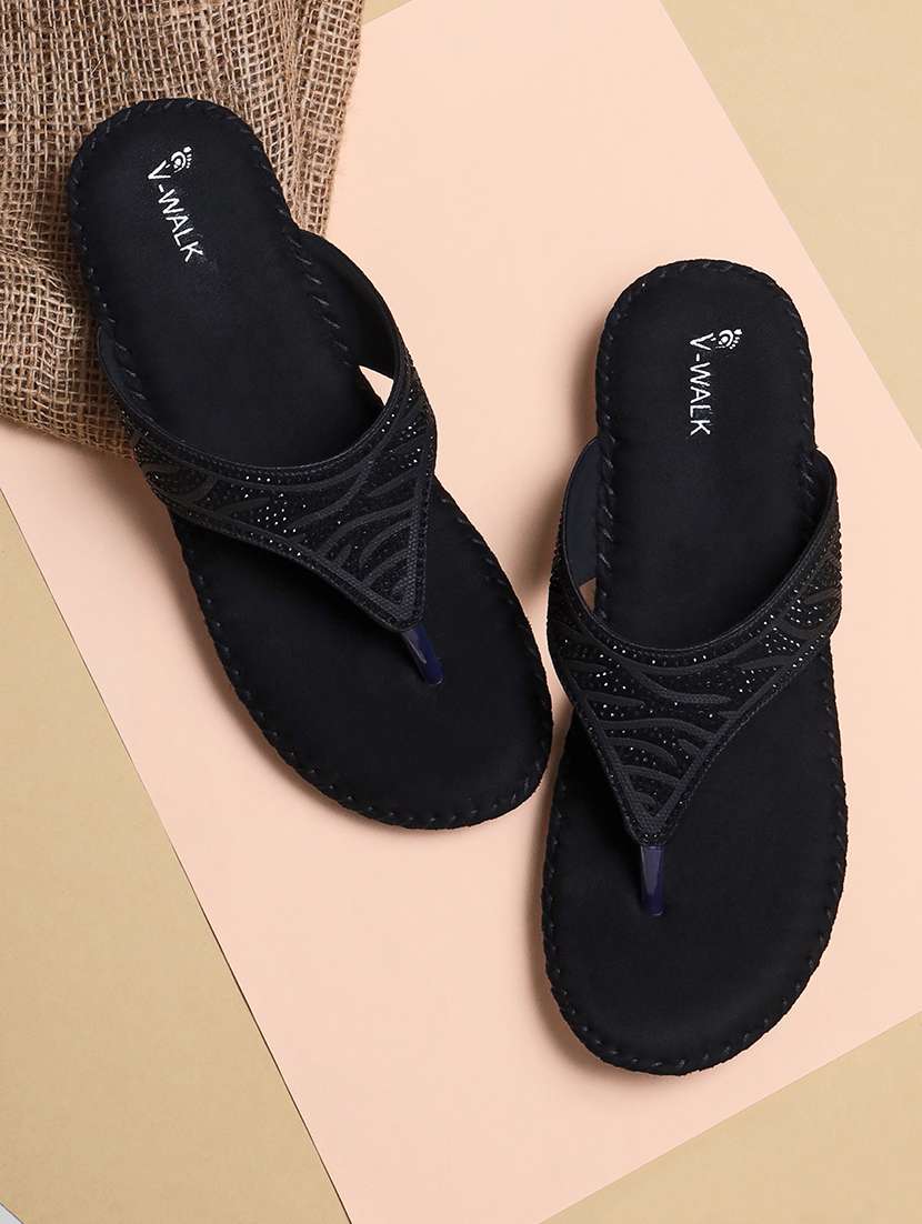 women embellished slip on flat sandal