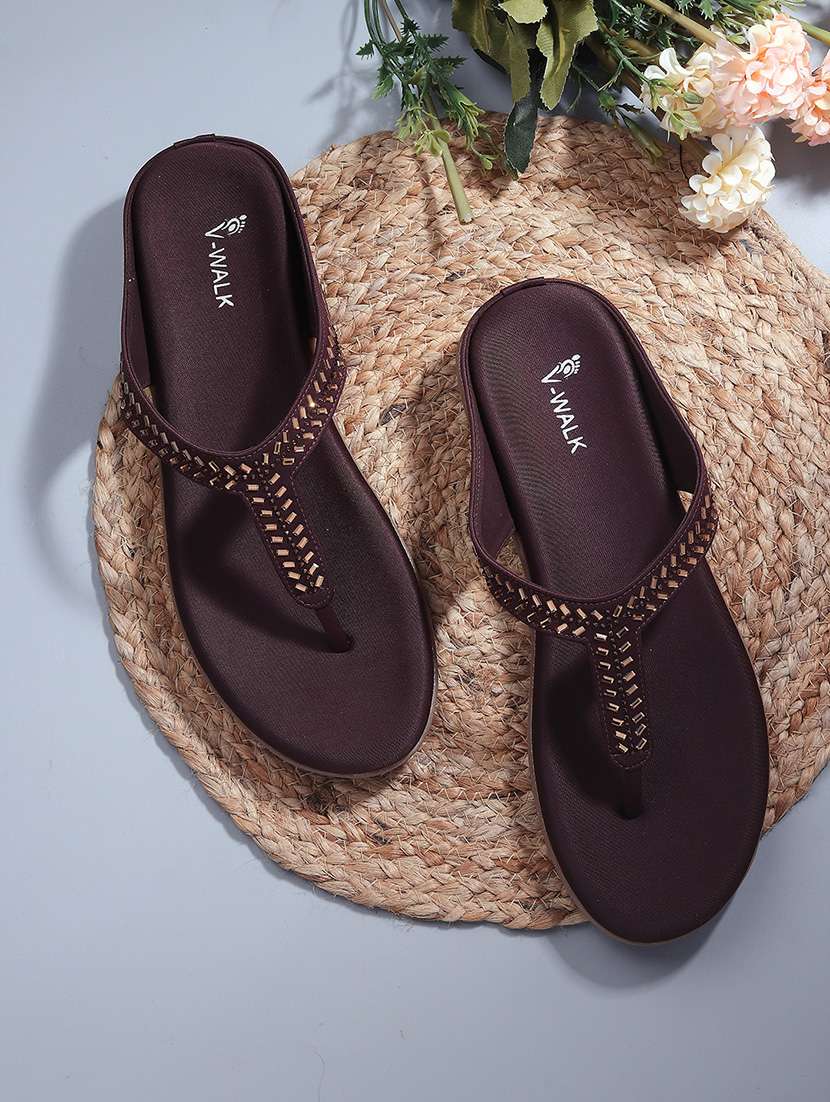 women embellished slip on flat sandal