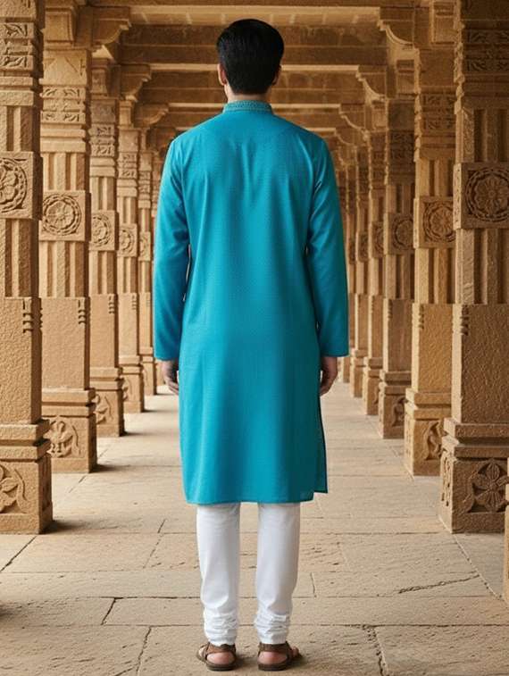men self design mandarin neck ethnic wear set - 22332006 -  Standard Image - 2