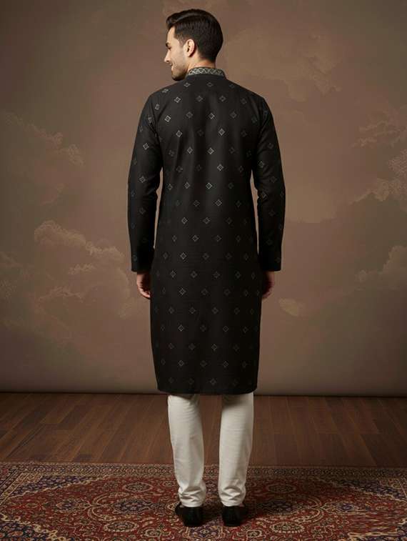 men solid with work mandarin neck ethnic wear set - 22332028 -  Standard Image - 2