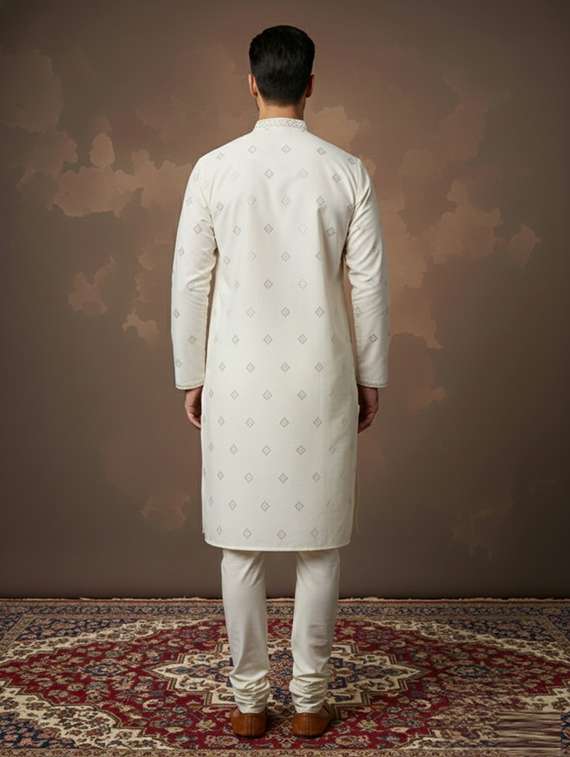 men solid with work mandarin neck ethnic wear set - 22332030 -  Standard Image - 2