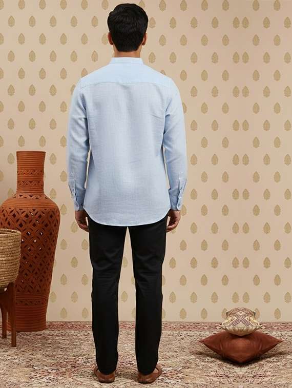 men solid mandarin neck short kurta - 22332034 -  Standard Image - 2