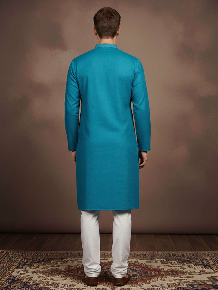 men self design mandarin neck long kurta - 22332048 -  Standard Image - 2