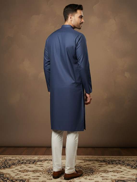 men self design mandarin neck long kurta - 22332053 -  Standard Image - 2