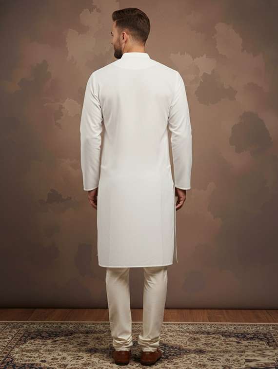 men self design mandarin neck long kurta - 22332057 -  Standard Image - 2