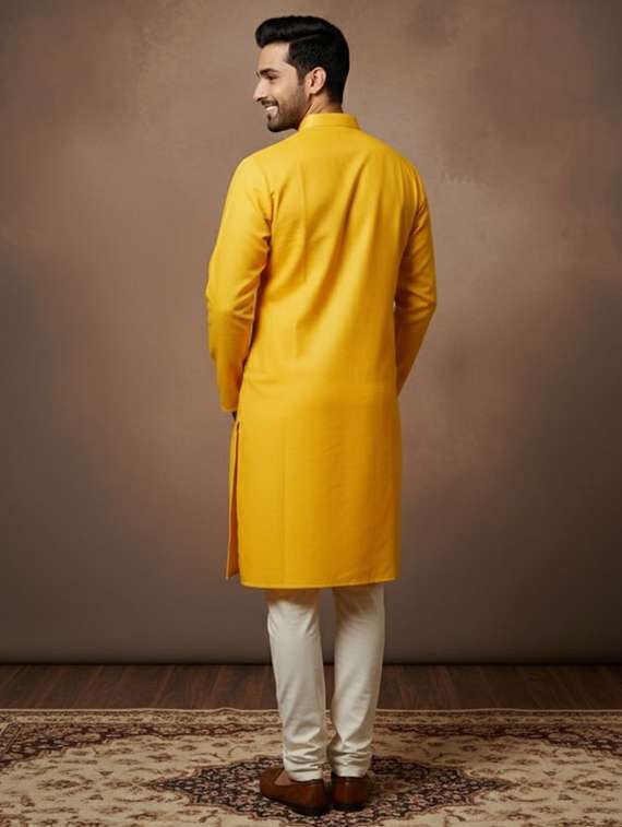 men self design mandarin neck long kurta - 22332058 -  Standard Image - 2