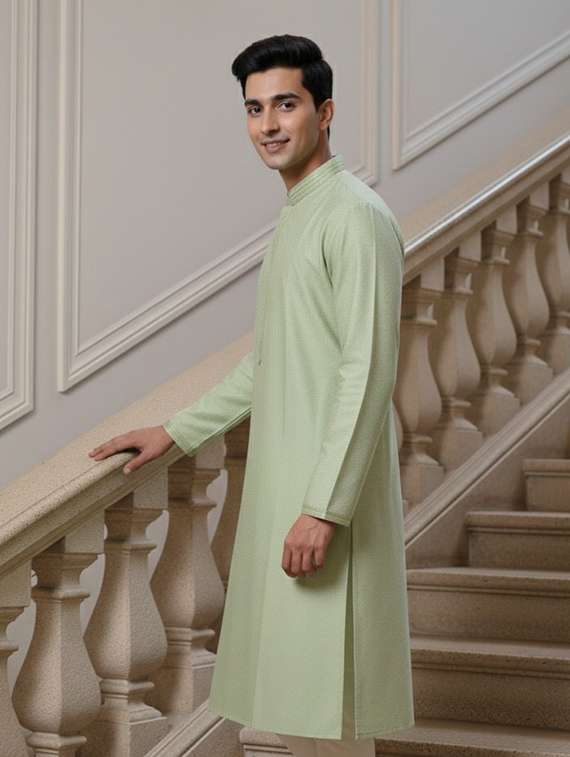 men self design mandarin neck long kurta - 22332132 -  Standard Image - 2