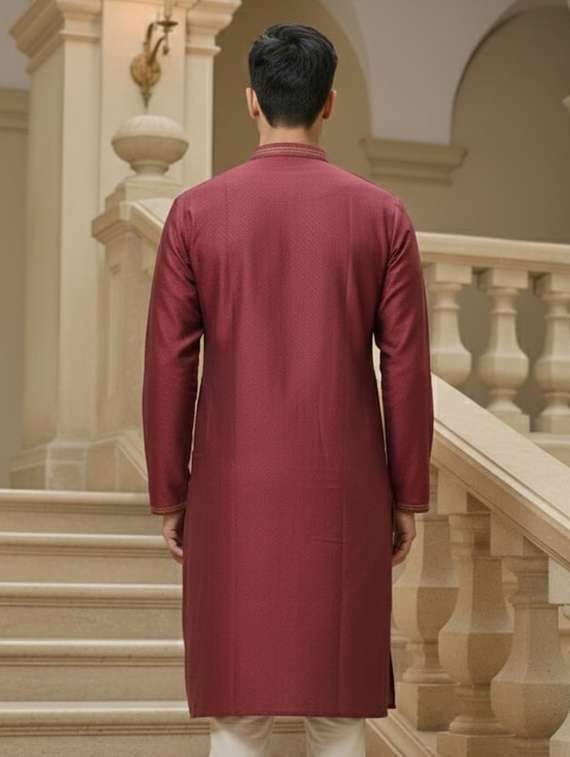 men self design mandarin neck long kurta - 22332133 -  Standard Image - 2