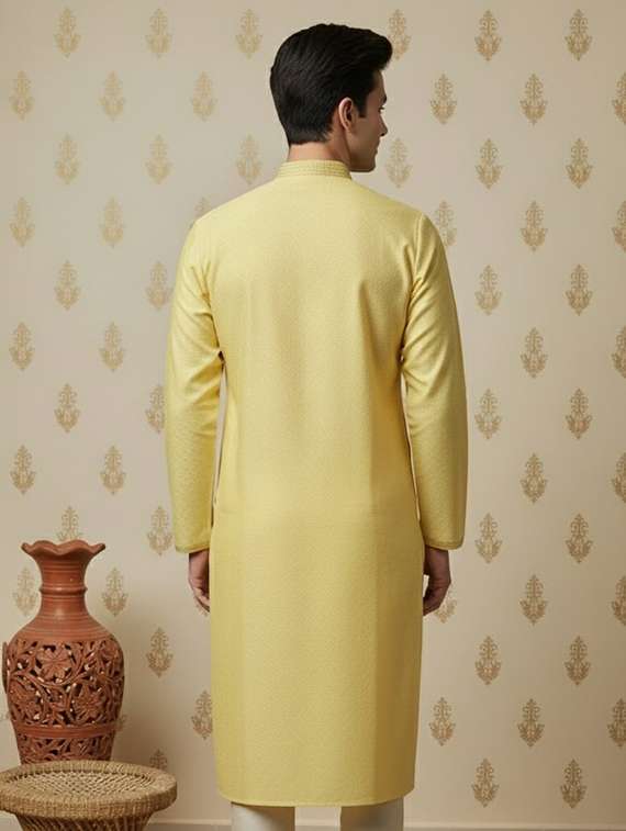 men self design mandarin neck long kurta - 22332135 -  Standard Image - 2