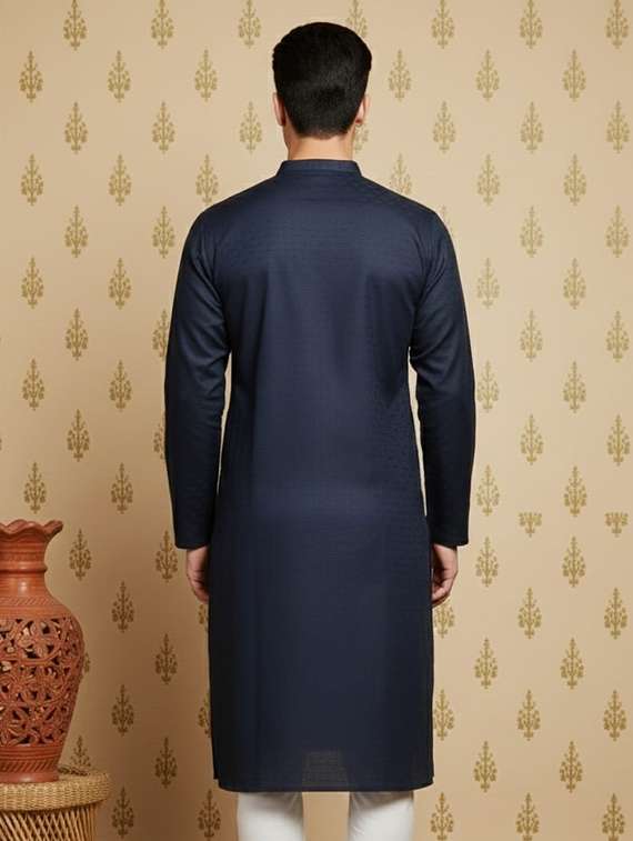 men self design mandarin neck long kurta - 22332142 -  Standard Image - 2