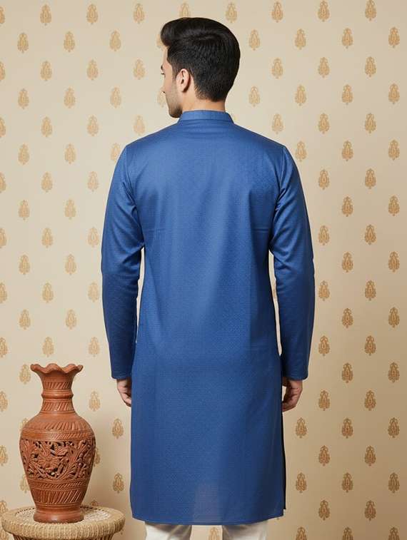 men self design mandarin neck long kurta - 22332144 -  Standard Image - 2