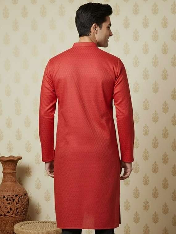 men self design mandarin neck long kurta - 22332149 -  Standard Image - 2