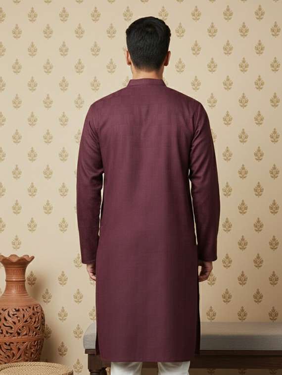 men self design mandarin neck long kurta - 22332152 -  Standard Image - 2