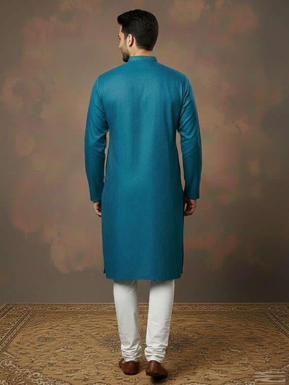 men self design mandarin neck long kurta - 22332161 -  Standard Image - 2