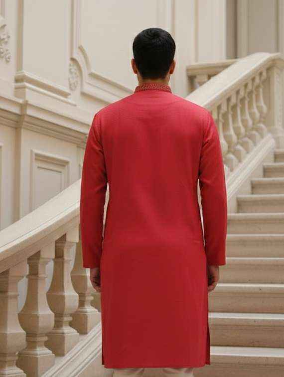 men self design mandarin neck long kurta - 22332181 -  Standard Image - 2