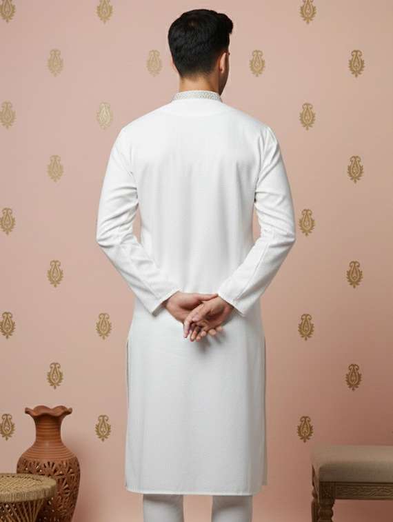 men self design mandarin neck long kurta - 22332182 -  Standard Image - 2