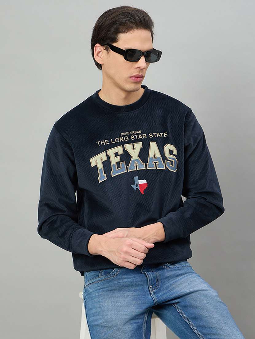 men typographic long sleeve regular fit sweatshirt