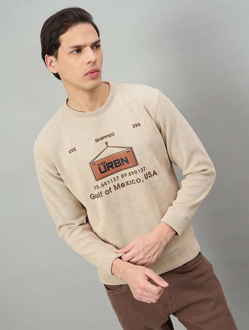 men printed long sleeve regular fit sweatshirt
