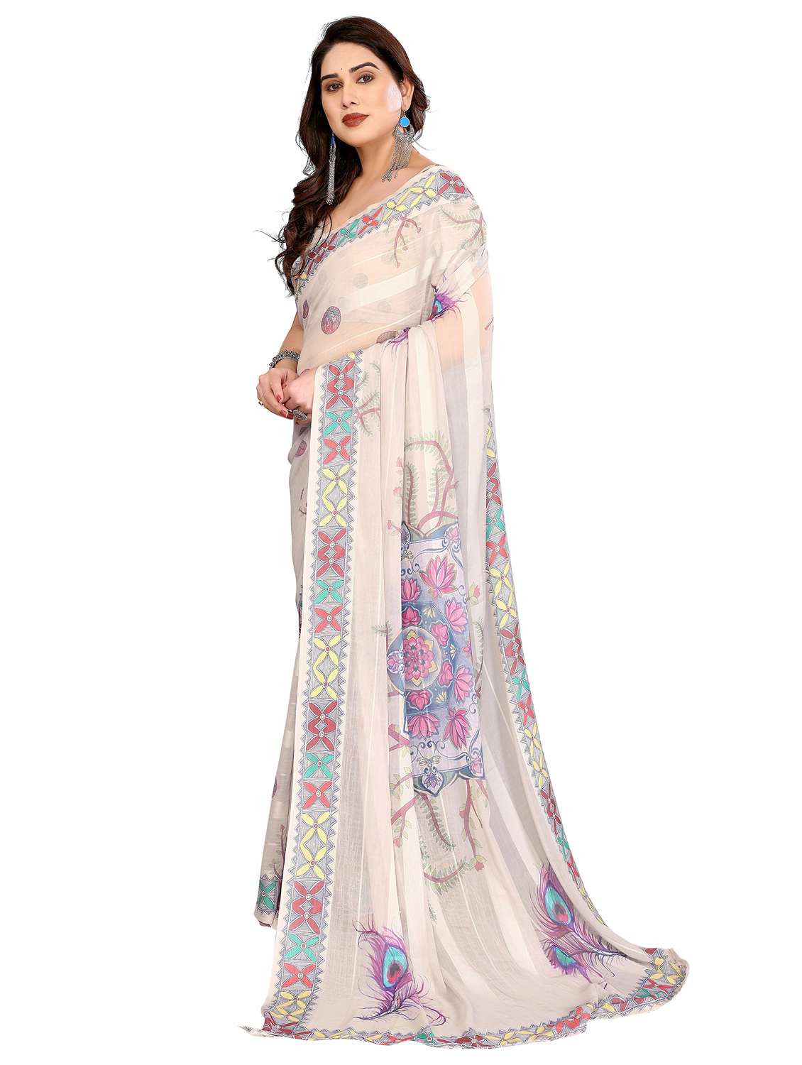 women printed casual wear saree with blouse - 22332459 -  Standard Image - 2