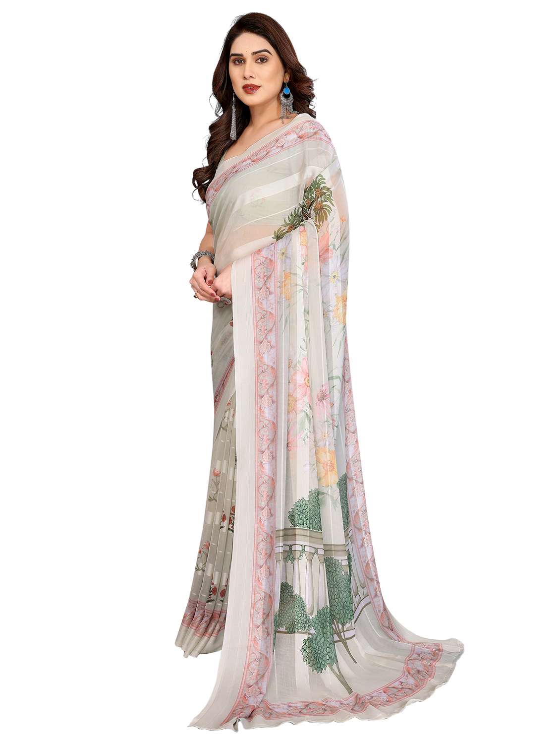 women printed casual wear saree with blouse - 22332471 -  Standard Image - 2