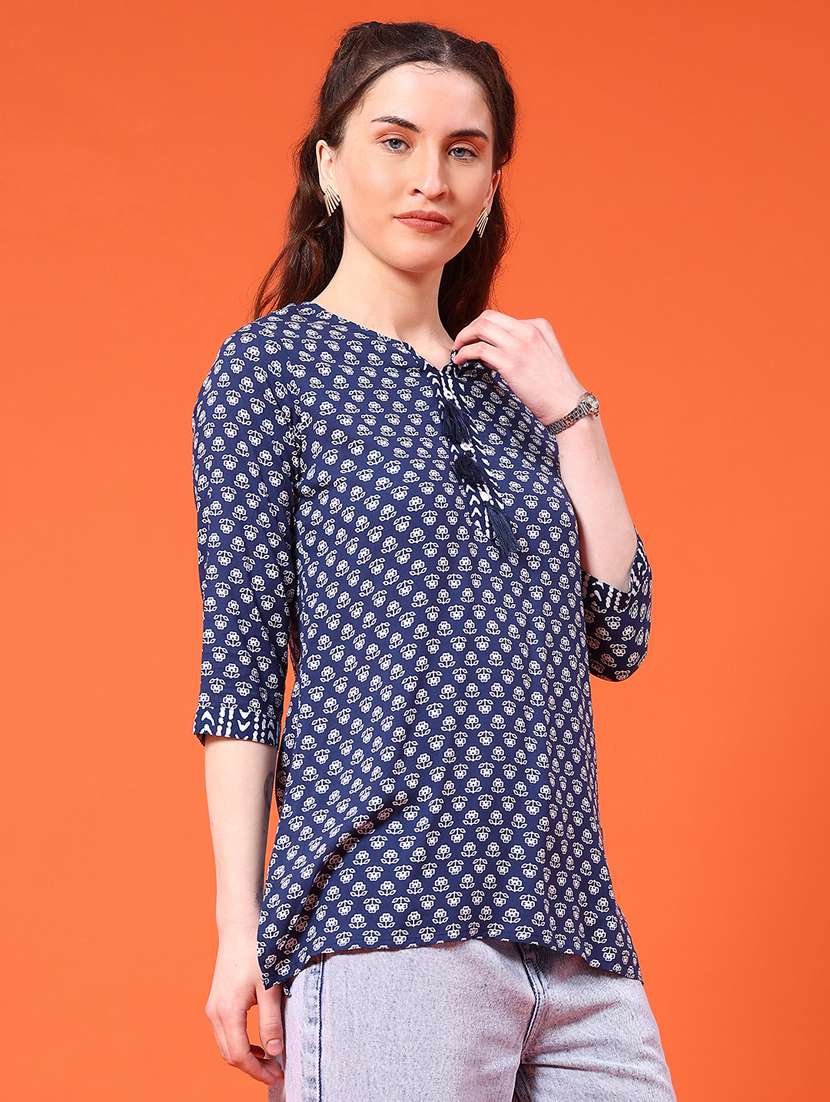 women printed three quarter sleeve kurti - 22334147 -  Standard Image - 2