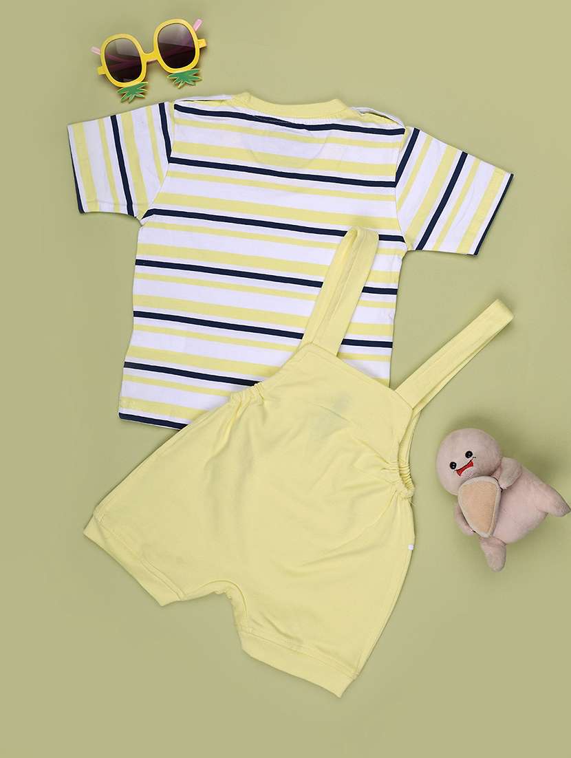 boys printed round neck t-shirt and dungaree set - 22334163 -  Standard Image - 2